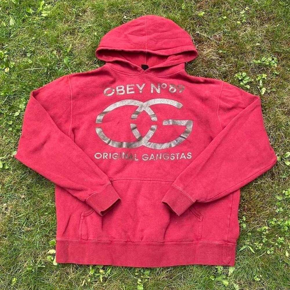 Obey No. 89 Original Gangstas Red Hoodie Sweatshirt Size L